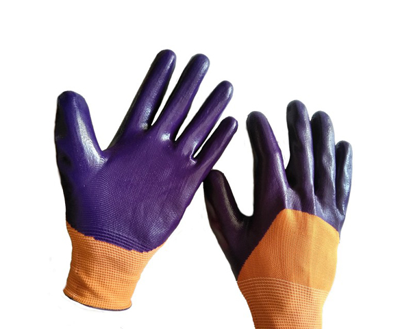 Перчатки нейлон. с нитрил. покрыт. оранж-фиолетов.