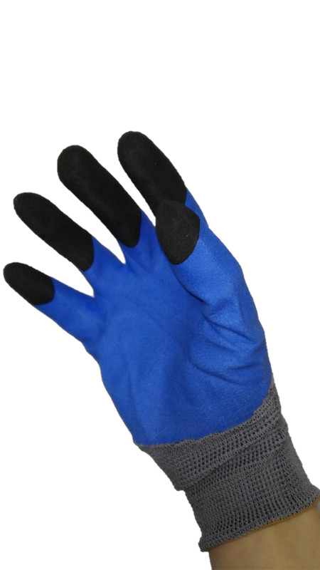 Перчатки нейлоновые синие с черными пальчиками