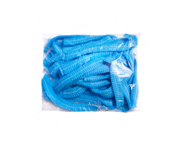 Шапочка-шарлотта, спанбонд, голубая Лайт,100шт/уп