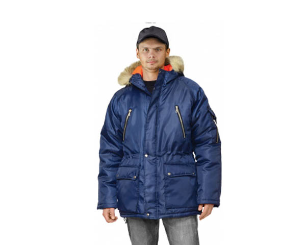 Куртка зимняя "Аляска" удлиненная цвет: т.синий