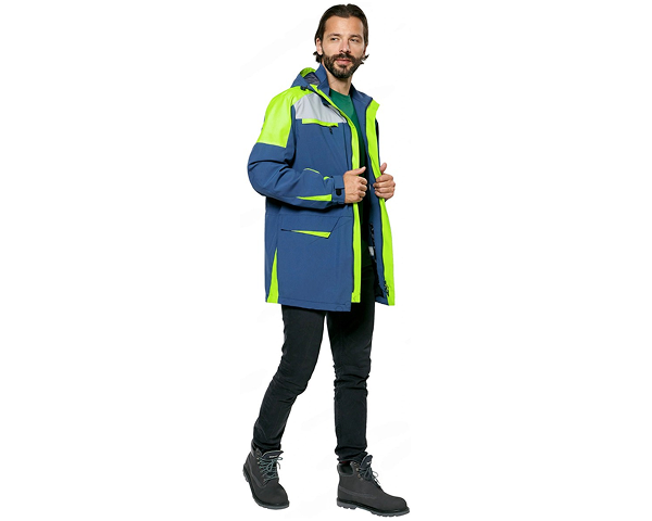 Куртка-ветровка "Тизер" т.синий/св.серый/неон