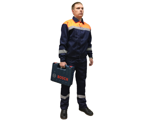 Костюм "Трасса-плюс":куртка, брюки т-синий с оранж