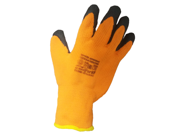 Перчатки акриловые с рифленным резиновым покрытием#300(оранж. черные)