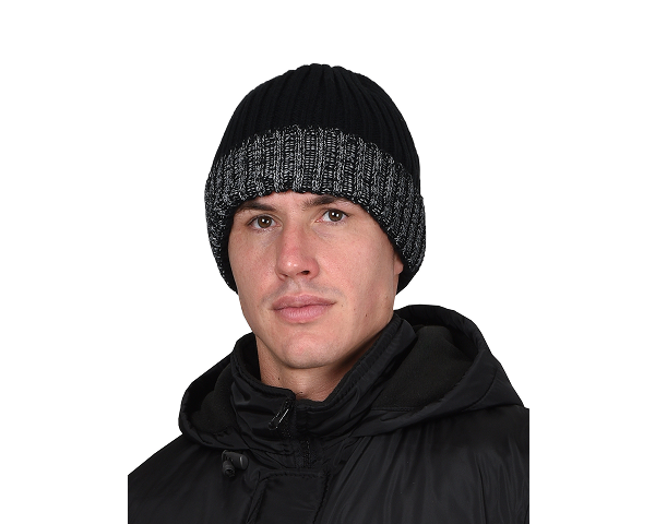 Шапка трикотажная черная с СВ-элементами Юка, акрил, с утеплителем Тинсулейт
