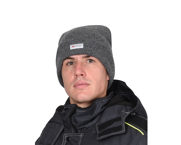 Шапка трикотажная серая Юка с утеплителем Тинсулейт