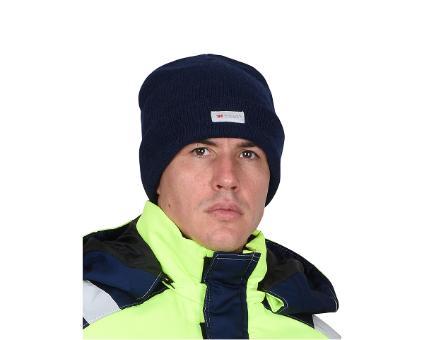 Шапка трикотажная темно-синяя Юка с утеплителем Тинсулейт