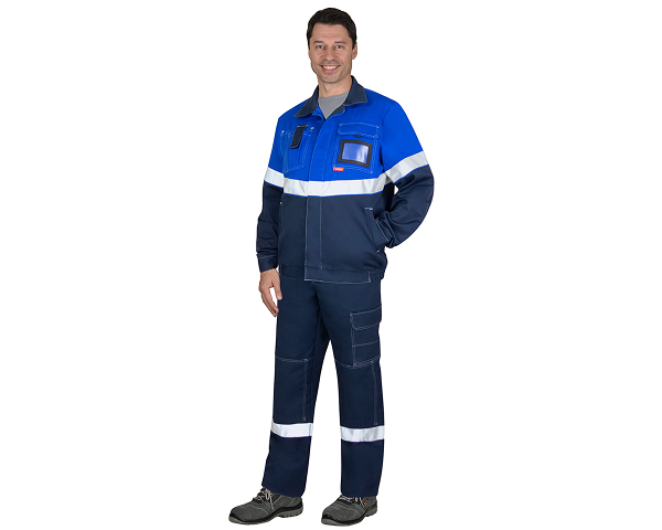 Костюм "САМОТЛОР-РОСС" летний: куртка, брюки т.-синий с васильковым и СОП 50мм