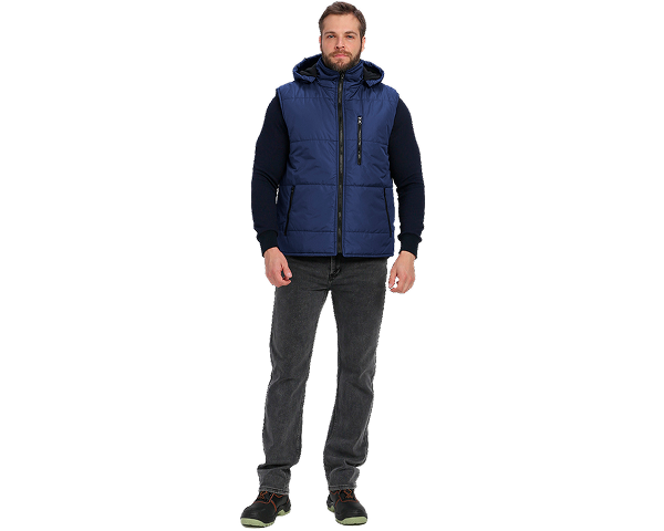 Жилет утепленный с капюшоном Респект (тк.Таслан), т.синий